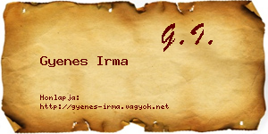 Gyenes Irma névjegykártya